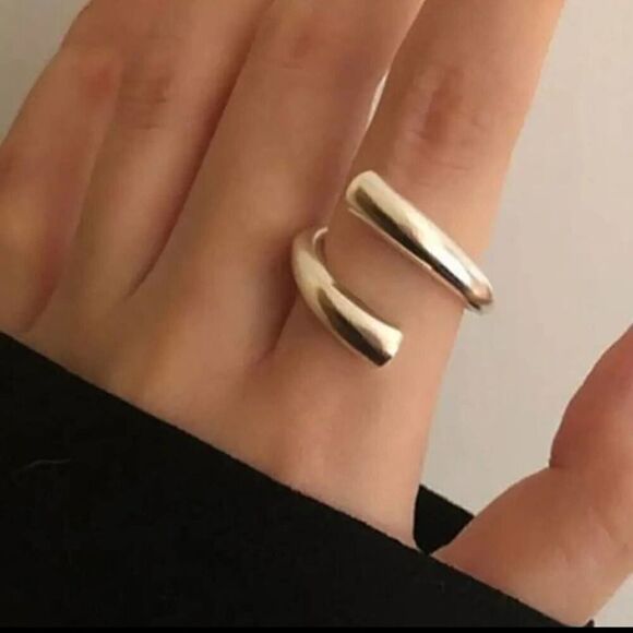 2 Pieces Vintage Inner Style Geometric Punk Alloy Exaggerated Rings ADJUSTABLE - Picture 8 of 10